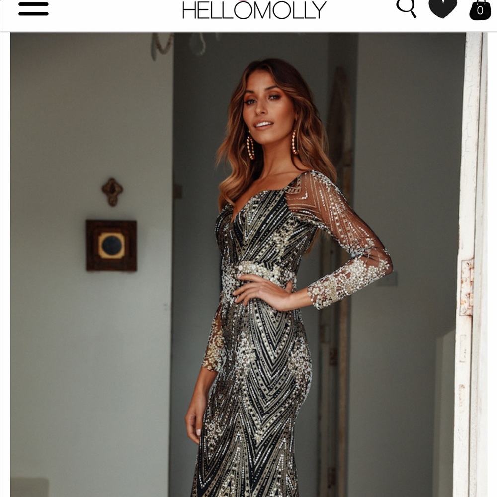 This is a stunning gold and back dress!